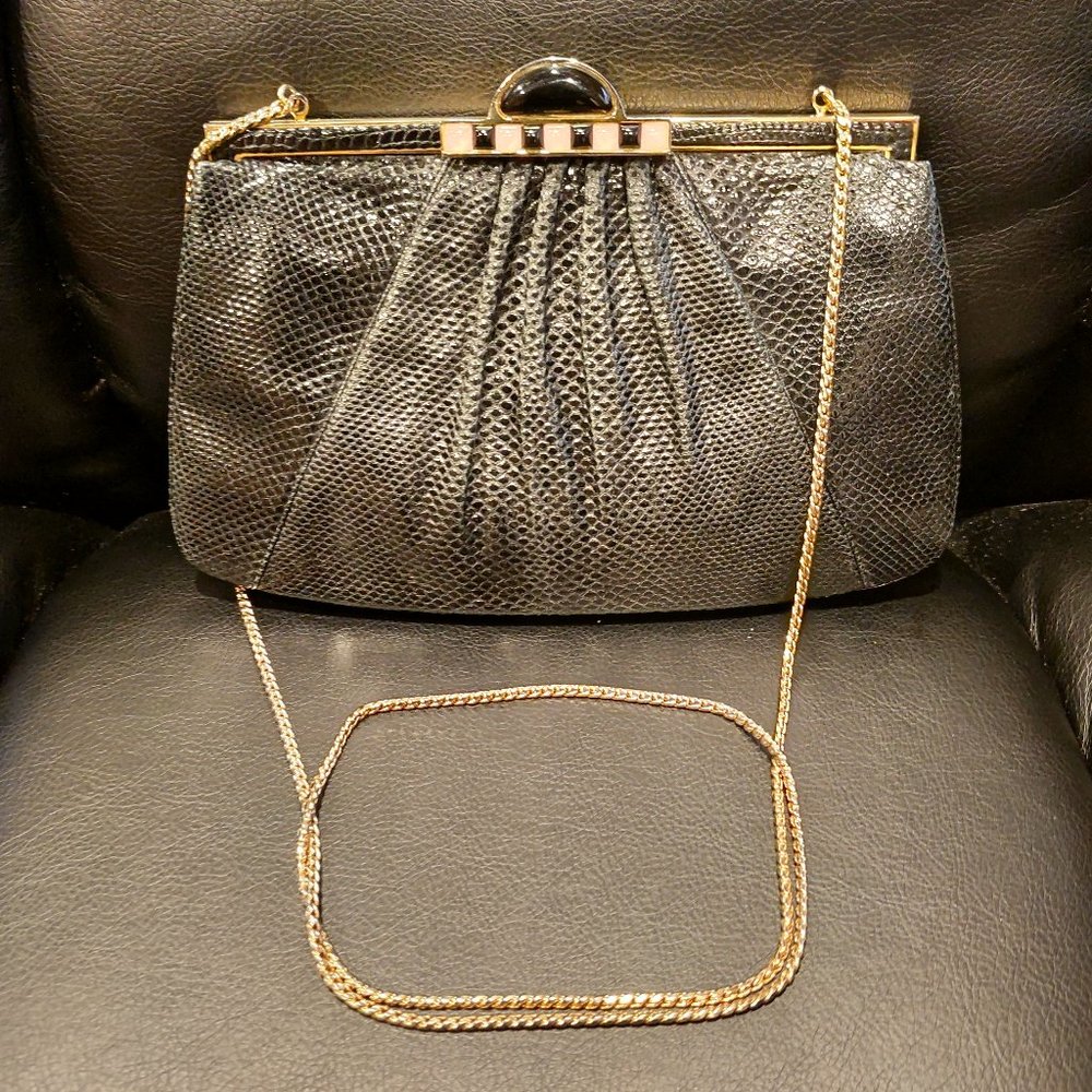 Judith Lieber Evening Clutch in Black Lizard